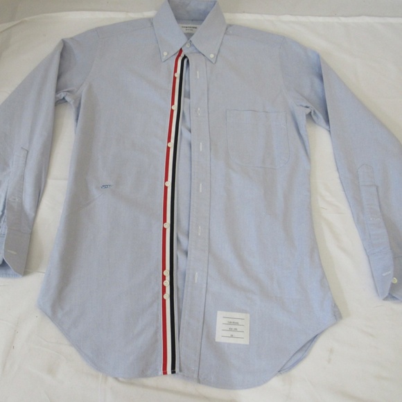 Thom Browne Men's Classic Blue Oxford Shirt Grosgrain TB00 S - Picture 15 of 15